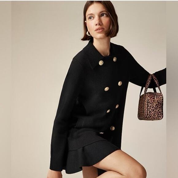 NWOT J. Crew Warwick Sweater Blazer Gold Button Detail Black XS - Picture 3 of 11